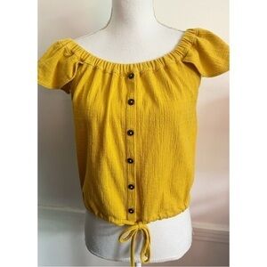 Madewell • Marigold Yellow Off Shoulder Crop Blouse